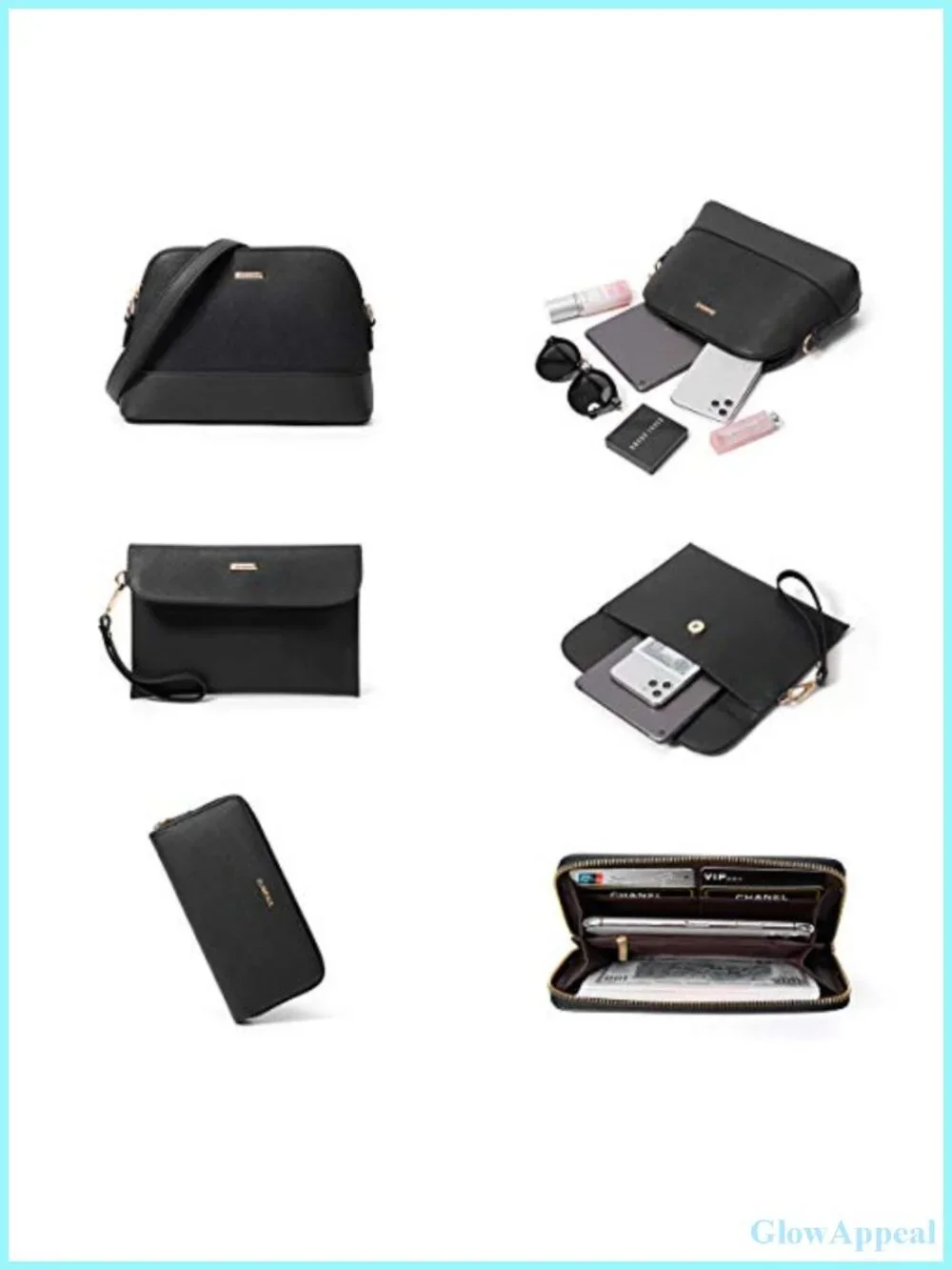 YTL Women Satchel Tote Bag Set - 4pcs Handbag Messenger Wallet Card Holder,